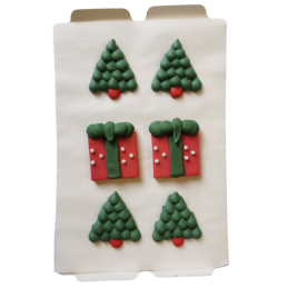 op. 6 szt. Choinka i prezent - zestaw świątecznych dekoracji cukrowych - dł. 30 mm - nr. kat. Z-020 Dekorpol