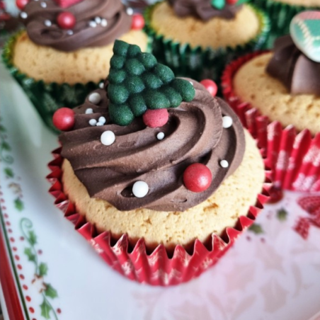 op. 6 szt. Choinka i prezent - zestaw świątecznych dekoracji cukrowych - dł. 30 mm - nr. kat. Z-020 Dekorpol