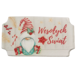 op. 10 szt. Pozioma tabliczka z życzeniami - Wesołych Świąt - dekoracja cukrowa - dł. 90 x szer. 52 mm - nr. kat. 8602 Dekorpol