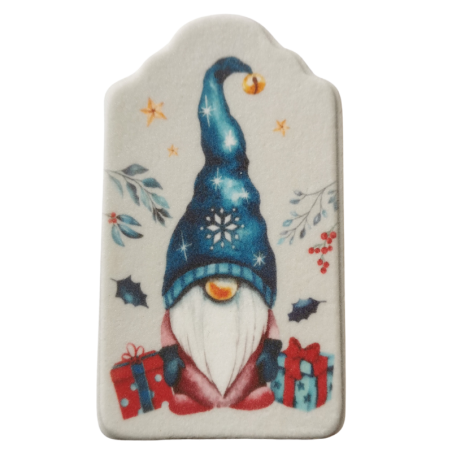 op. 10 szt. Pionowa tabliczka świąteczna z Mikołajem - dekoracja cukrowa - dł. 90 x szer. 55 mm - nr. kat. 8601 Dekorpol