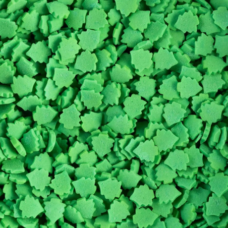 op. 250 g Zielone Choinki - cukrowe konfetti - dł. 6-7 mm - świąteczna posypka dekoracyjna