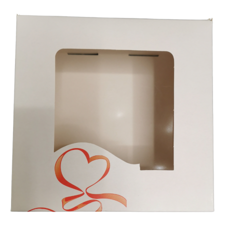 1 szt. Pudełko na torcik walentynkowy - dł. 180 x szer. 180 x wys. 95 mm - papierowe opakowanie z okienkiem