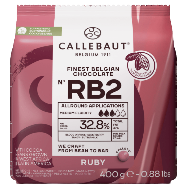 op. 400 g Czekolada Ruby 32.8% RECIPE N°RB2 Callebaut - intensywnie rubinowa czekolada z nutami kwaśnych owoców
