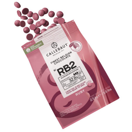 op. 2.5 kg CZEKOLADA RUBY 32.8% RECIPE N°RB2 CALLEBAUT - intensywnie rubinowa czekolada z nutami kwaśnych owoców