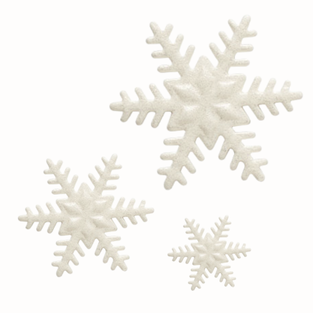 op. 50 szt. Śnieżynki - świąteczny zestaw dekoracji cukrowych w trzech rozmiarach - śr. 20-55 mm - nr. kat. 08040