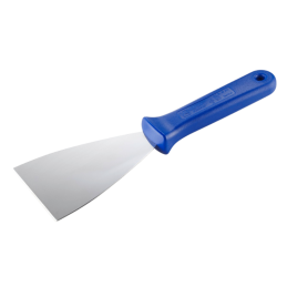 Stalowa szpachla cukiernicza z niebieskim uchwytem z tworzywa - dł. 24.5 x szer. 8 cm - nr. kat. 68675 Thermohauser