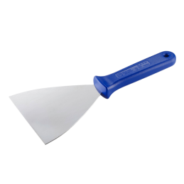 Stalowa szpachla cukiernicza z niebieskim uchwytem z tworzywa - dł. 24.5 x szer. 12 cm - nr. kat. 68695 Thermohauser