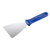 Stalowa szpachla cukiernicza z niebieskim uchwytem z tworzywa - dł. 24.5 x szer. 10 cm - nr. kat. 68685 Thermohauser