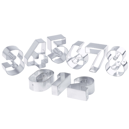 Cyfry od 0 do 9 - zestaw metalowych foremek do wykrawania - nr. kat. 31876 Thermohauser
