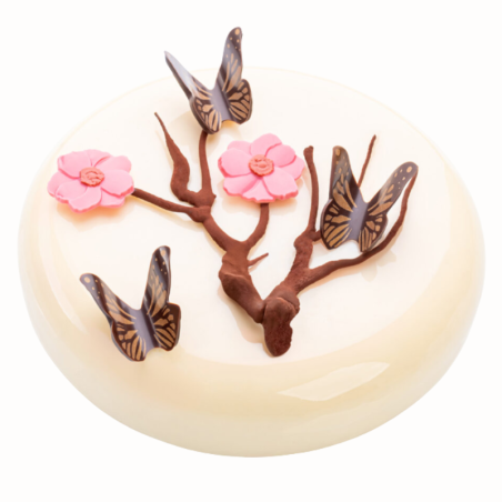 op. 210 szt. Kwiat Magnolii Różowy - 33405 Barbara Decor - dekoracja z białej czekolady - wym. 30 x 34 mm