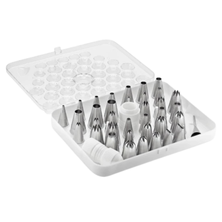 Zestaw 36 szt. stalowych tylek cukierniczych + 2 adaptery 62932 Thermohauser