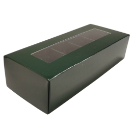 1 szt. Zielone pudełko na praliny - dł. 170 x szer. 70 x wys. 40 mm - dekoracyjne opakowanie z okienkiem