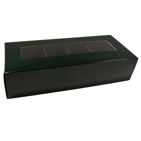 1 szt. Zielone pudełko na praliny - dł. 170 x szer. 70 x wys. 40 mm - dekoracyjne opakowanie z okienkiem