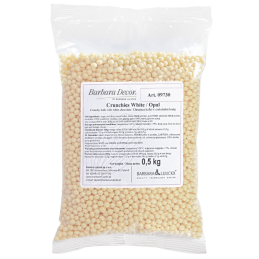 op. 0.5 kg CRUNCHIES WHITE OPAL 09730 BARBARA DECOR chrupiące kuleczki ryżowe w białej czekoladzie - śr. 4 mm