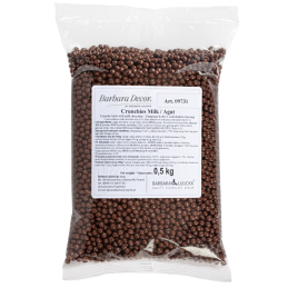 op. 0.5 kg CRUNCHIES MILK AGAT 09731 BARBARA DECOR chrupiące kuleczki ryżowe w mlecznej czekoladzie - śr. 4 mm