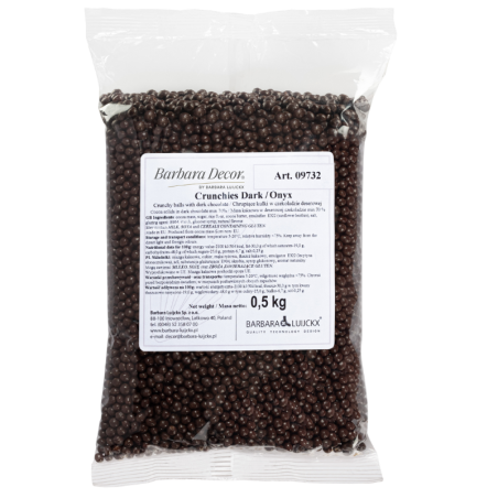 op. 0.5 kg CRUNCHIES DARK ONYX 09732 BARBARA DECOR chrupiące kuleczki ryżowe w ciemnej czekoladzie - śr. 4 mm