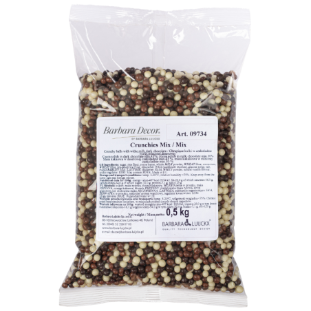 op. 0.5 kg Crunchies Mix - 09734 Barbara Decor - chrupiące kuleczki ryżowe w polewie czekoladowej - śr. 4 mm