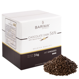 ciemna czekolada w postaci drobnych pastylek z naturalnym aromatem waniliowym