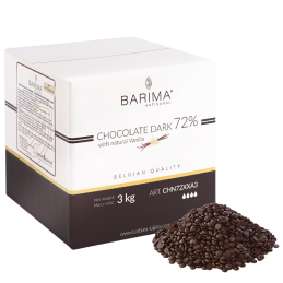 czekolada deserowa w postaci drobnych pastylek z naturalnym aromatem waniliowym