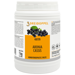 op. 1 kg Aronia Cassis - owocowa pasta cukiernicza - 48170 Dreidoppel - intensywny smak z cierpką nutą czarnej porzeczki
