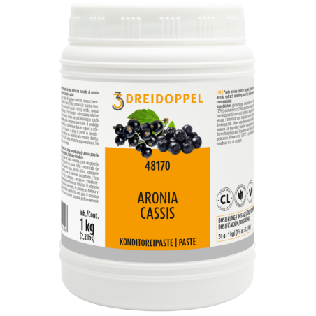op. 1 kg Aronia Cassis - owocowa pasta cukiernicza - 48170 Dreidoppel - intensywny smak z cierpką nutą czarnej porzeczki