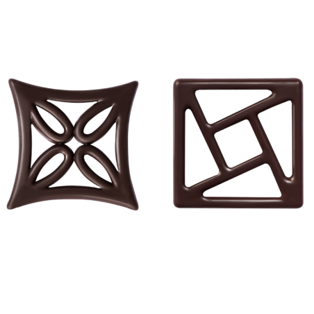 245 szt. AŻURKI HARMONIA 33104 BARBARA DECOR dekoracja z ciemnej czekolady dł. 38 i 40 mm