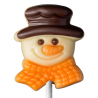 op. 15 g Głowa bałwanka w kapeluszu i zimowym szaliku - dekoracyjny lizak z mlecznej czekolady - dł. 150 mm