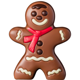 op. 60 g - Piernikowy ludzik w czerwonym szaliku - dekoracyjna figurka czekoladowa - świąteczny prezent w folii celofanowej