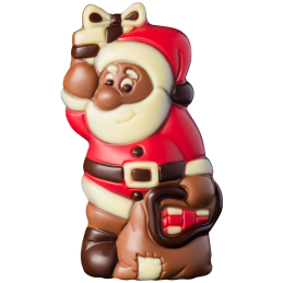 op. 75 g - Święty Mikołaj z workiem prezentów - dekoracyjna figurka czekoladowa - świąteczny prezent w folii celofanowej