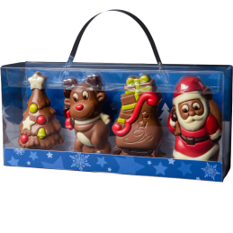 op. 120 g - Świąteczny zestaw figurek z mlecznej czekolady - prezent w dekoracyjnym pudełku