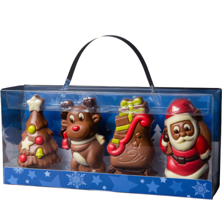 op. 120 g - Świąteczny zestaw figurek z mlecznej czekolady - prezent w dekoracyjnym pudełku