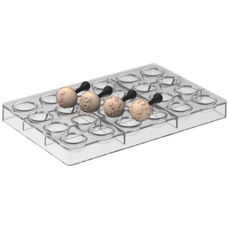 Semisfera 01 & Choco Stamp B - Silikomart - świąteczny zestaw do dekorowania pralin - forma z Tritanu + stemple silikonowe