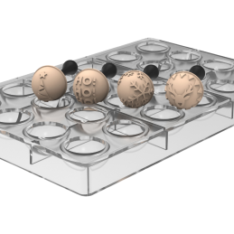 Semisfera 01 & Choco Stamp B - Silikomart - świąteczny zestaw do dekorowania pralin - forma z Tritanu + stemple silikonowe