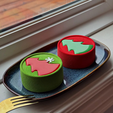 Mini Hiver Silikomart - choinka - forma silikonowa do cylindrycznych monoporcji - śr. 70 x wys. 30 mm / poj. 108 ml x 6 porcji