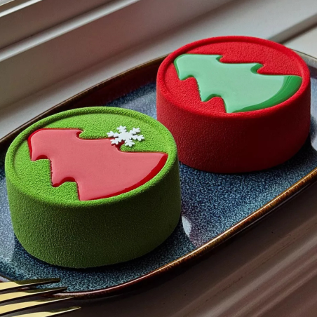 Mini Hiver Silikomart - choinka - forma silikonowa do cylindrycznych monoporcji - śr. 70 x wys. 30 mm / poj. 108 ml x 6 porcji