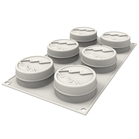 Mini Hiver Silikomart - choinka - forma silikonowa do cylindrycznych monoporcji - śr. 70 x wys. 30 mm / poj. 108 ml x 6 porcji