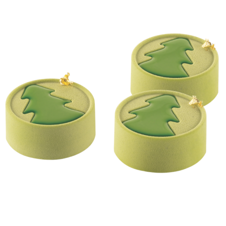 Mini Hiver Silikomart - choinka - forma silikonowa do cylindrycznych monoporcji - śr. 70 x wys. 30 mm / poj. 108 ml x 6 porcji