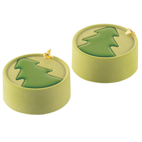 Mini Hiver Silikomart - choinka - forma silikonowa do cylindrycznych monoporcji - śr. 70 x wys. 30 mm / poj. 108 ml x 6 porcji