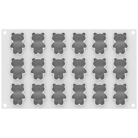 Teddy Bear XS 20 Silikomart - cukiernicza forma silikonowa małe misie - dł. 50 x szer. 36 x wys. 21 mm / poj. 20 ml x 18 porcji