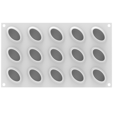 Oval 30 Silikomart - zestaw do owalnych monoporcji - forma silikonowa z wykrojnikiem - poj. 70 ml x 8 porcji