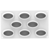 Oval 80 Silikomart - zestaw do owalnych monoporcji - forma silikonowa z wykrojnikiem - poj. 80 ml x 8 porcji