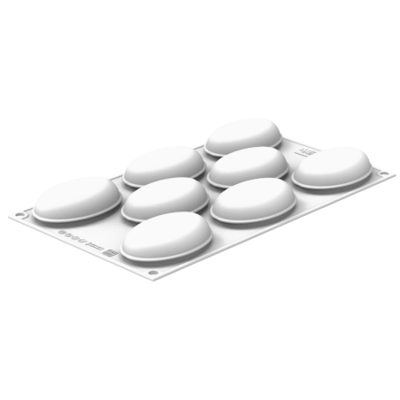 Oval 80 Silikomart - zestaw do owalnych monoporcji - forma silikonowa z wykrojnikiem - poj. 80 ml x 8 porcji