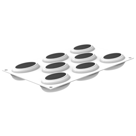 Oval 80 Silikomart - zestaw do owalnych monoporcji - forma silikonowa z wykrojnikiem - poj. 80 ml x 8 porcji