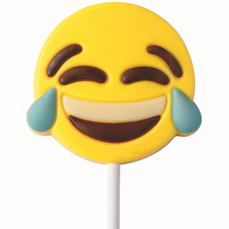 op. 25 g - Śmiejąca się emoticon - dekoracyjny lizak z mlecznej czekolady - dł. 150 mm