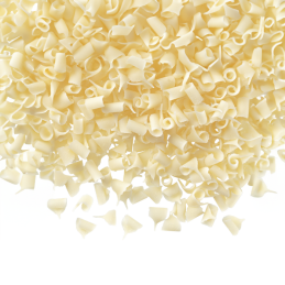 1 kg POSYPKA BIAŁA MINI BARBARA DECOR dekoracyjne wiórki z białej czekolady 7 x 3 mm (produkt konfekcjonowany)