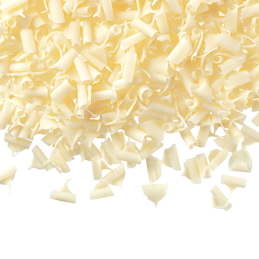1 kg WIÓRKI BIAŁE SEMPRE dekoracyjna posypka z białej czekolady 9 x 5 mm (produkt kofekcjonowany)