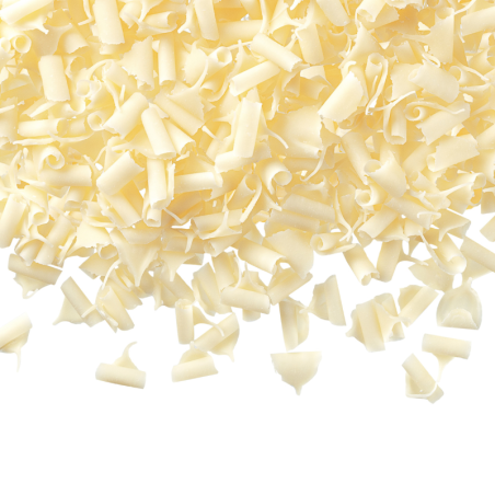 1 kg WIÓRKI BIAŁE SEMPRE dekoracyjna posypka z białej czekolady 9 x 5 mm (produkt kofekcjonowany)