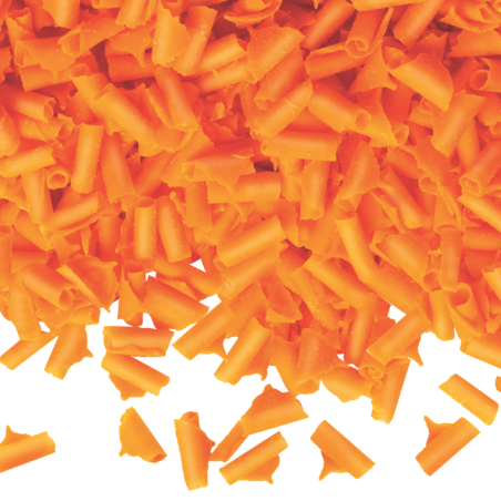 200 g POSYPKA POMARAŃCZOWA BARBARA DECOR dekoracyjne pomarańczowe wiórki z białej czekolady 9 x 5 mm (produkt konfekcjonowany)