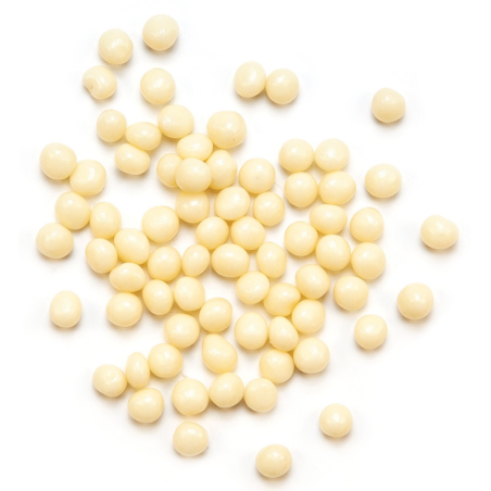 op. 0.5 kg CRUNCHIES WHITE OPAL 09730 BARBARA DECOR chrupiące kuleczki ryżowe w białej czekoladzie - śr. 4 mm