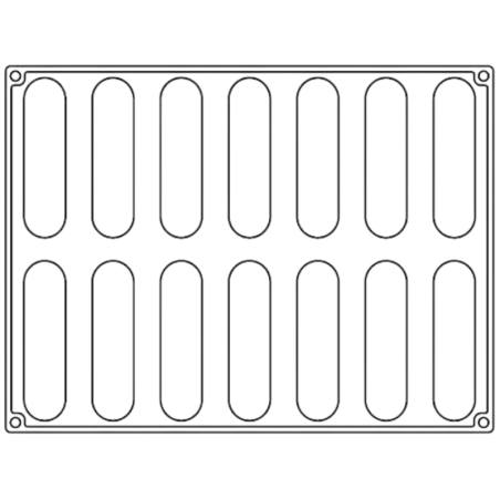 PX4351 Confy Pavoni - cukiernicza forma silikonowa - dł.128 x szer. 30 x wys. 28 mm / poj. 90 ml x 14 porcji